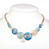 Set din Aliaj Placat cu Aur ( 35.29 grame ) cu Email ( Colier+Cercei )