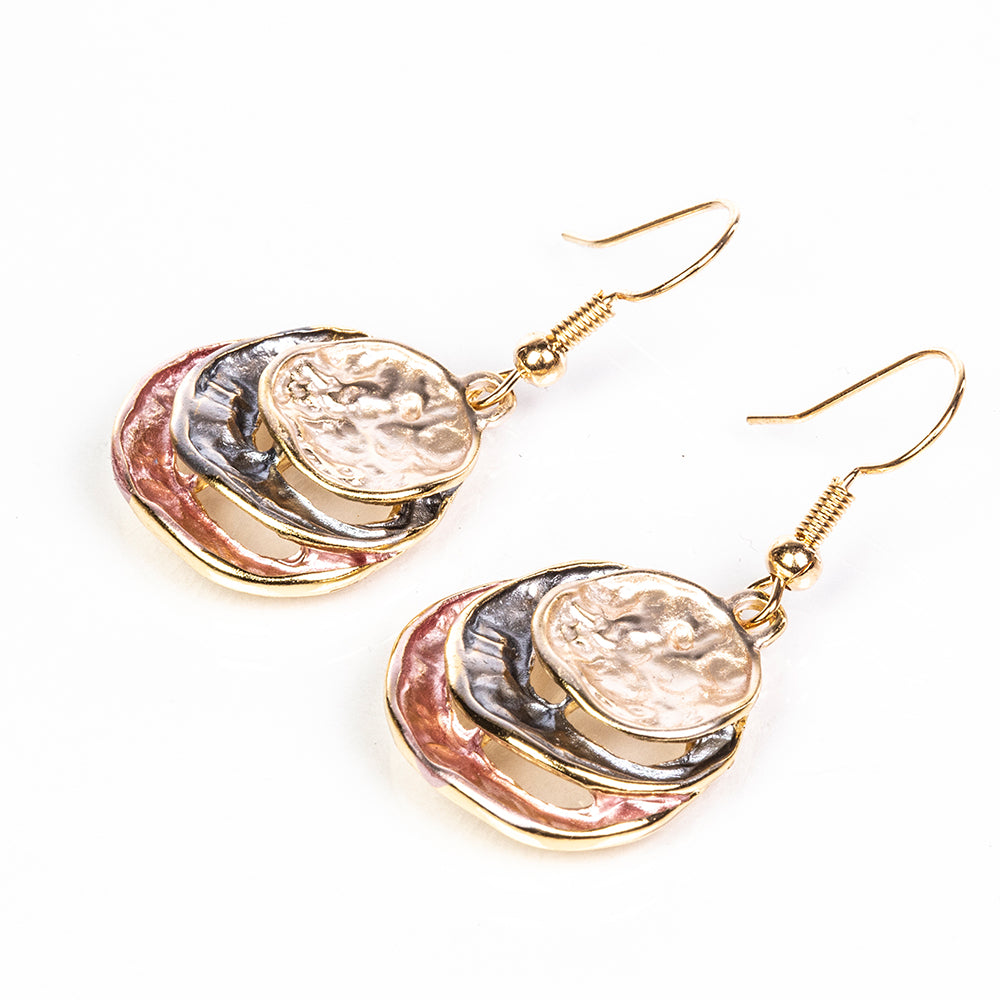Set din Aliaj Placat cu Aur ( 28.85 grame ) cu Email ( Colier+Cercei+Pandantiv )