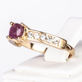 Set din Aliaj Placat cu Aur ( 11 grame ) cu Rubin și Cristal Alb Emporia® 3.04 Carate ( Colier+Cercei+Inel+Pandantiv )