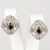 Set din Aliaj Placat cu Aur ( 10 grame ) cu Safir și Cristal Alb Emporia® 2.47 Carate ( Colier+Cercei+Pandantiv )