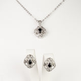 Set din Aliaj Placat cu Aur ( 10 grame ) cu Safir și Cristal Alb Emporia® 2.47 Carate ( Colier+Cercei+Pandantiv )