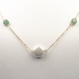 Colier din Aliaj Placat cu Aur ( 20 grame ) cu Sidef și Aventurin Verde 81 Carate