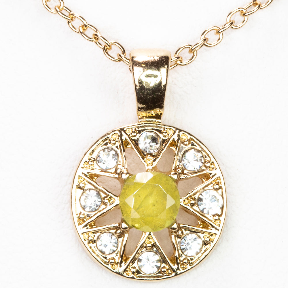 Colier din Aliaj Placat cu Aur ( 5 grame ) cu Peridot și Cristal Alb Emporia® 0.63 Carate ( Colier+Pandantiv )
