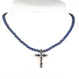 Cruce Colier din Aliaj Placat cu Aur ( 11.25 grame ) cu Lapis Lazuli și Cristal Albastru Emporia® 29.64 Carate ( Colier+Pandantiv )