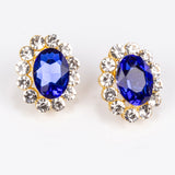 Set din Aliaj Placat cu Aur ( 20 grame ) cu Cristal Albastru Emporia® și Cristal Alb Emporia® ( Colier+Cercei )