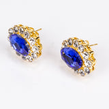 Set din Aliaj Placat cu Aur ( 20 grame ) cu Cristal Albastru Emporia® și Cristal Alb Emporia® ( Colier+Cercei )