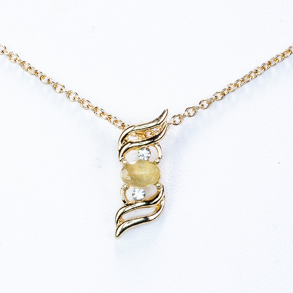 Colier din Aliaj Placat cu Aur ( 5 grame ) cu Cristal Alb Emporia® 0.04 Carate ( Colier+Pandantiv )
