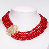 Set din Aliaj Placat cu Aur ( 210 grame ) cu Perlă de cristal și Cristal Alb Emporia® 977.3 Carate ( Colier+Brățară )