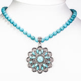 Set din Aliaj Placat cu Aur ( 17 grame ) cu Turcoaz 215.32 Carate ( Colier+Cercei )