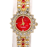 Ceas din Aliaj Placat cu Aur ( 43 grame ) cu Cristal Roșu Emporia® 8.35 Carate ( Brățară )