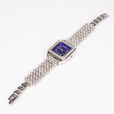 Ceas din Aliaj Placat cu Aur ( 57 grame ) cu Cristal Albastru Emporia® și Cristal Alb Emporia® 12 Carate ( Colier+Cercei+Pandantiv )