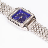 Ceas din Aliaj Placat cu Aur ( 57 grame ) cu Cristal Albastru Emporia® și Cristal Alb Emporia® 12 Carate ( Colier+Cercei+Pandantiv )