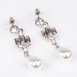 Set din Aliaj Placat cu Aur ( 20 grame ) cu Perlă de cristal și Cristal Alb Emporia® 442.7 Carate ( Colier+Cercei )