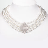 Set din Aliaj Placat cu Aur ( 20 grame ) cu Perlă de cristal și Cristal Alb Emporia® 442.7 Carate ( Colier+Cercei )