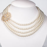 Set din Aliaj Placat cu Aur ( 210 grame ) cu Perlă de cristal și Cristal Alb Emporia® 977.3 Carate ( Colier+Brățară )