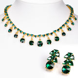 Set din Aliaj Placat cu Aur ( 15 grame ) cu Cristal Verde Emporia® 31.22 Carate ( Colier+Cercei )