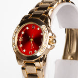 Ceas din Aliaj Placat cu Aur ( 62 grame ) cu Rubin și Cristal Alb Emporia® 0.92 Carate ( Colier+Cercei+Pandantiv )