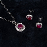 Set din Aliaj Placat cu Aur ( 4.5 grame ) cu Rubin și Cristal Alb Emporia® 2.77 Carate ( Colier+Cercei+Pandantiv )