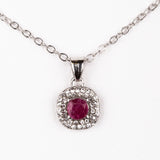 Set din Aliaj Placat cu Aur ( 4.5 grame ) cu Rubin și Cristal Alb Emporia® 2.77 Carate ( Colier+Cercei+Pandantiv )