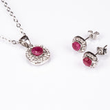 Set din Aliaj Placat cu Aur ( 4.5 grame ) cu Rubin și Cristal Alb Emporia® 2.77 Carate ( Colier+Cercei+Pandantiv )