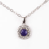 Set din Aliaj Placat cu Aur ( 4.5 grame ) cu Safir și Cristal Alb Emporia® 2.77 Carate ( Colier+Cercei+Pandantiv )