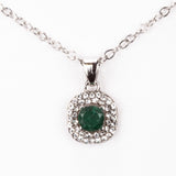 Set din Aliaj Placat cu Aur ( 4.5 grame ) cu Smarald și Cristal Alb Emporia® 2.58 Carate ( Colier+Cercei+Pandantiv )