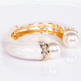 Brățară din Aliaj Placat cu Aur ( 70 grame ) cu Perlă de cristal și Cristal Alb Emporia® 2 Carate