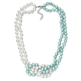 Colier din Argint 925 ( 1.2 grame ) cu Perlă de Apă Dulce Albă și Perlă Verde 473.28 Carate