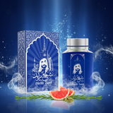 100 ml Eau de Perfume SHEIKH ZAYED BLUE cu Arome de Mosc și Oud pentru Bărbați