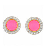 Cercei din Argint 925 Placat cu Aur ( 2.6 grame ) cu Opal Etiopian Neon Roz și Topaz Alb 3.56 Carate