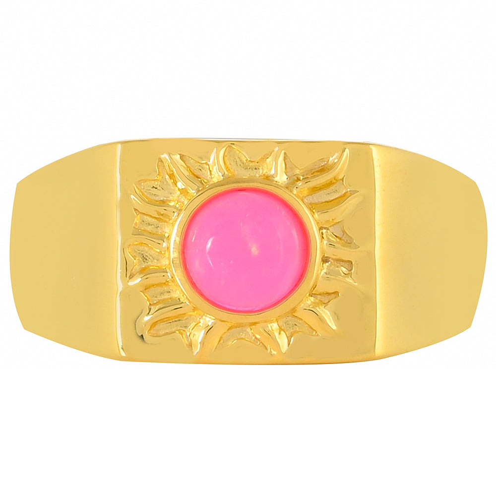 Inel din Argint 925 Placat cu Aur ( 5.75 grame ) cu Opal Etiopian Neon Roz 0.35 Carate