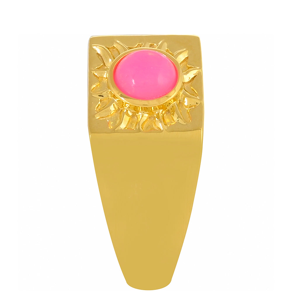 Inel din Argint 925 Placat cu Aur ( 5.75 grame ) cu Opal Etiopian Neon Roz 0.35 Carate