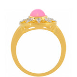 Inel din Argint 925 Placat cu Aur ( 2.7 grame ) cu Opal Etiopian Neon Roz și Topaz Alb 0.71 Carate