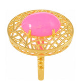 Inel din Argint 925 Placat cu Aur ( 4.27 grame ) cu Opal Etiopian Neon Roz 3.44 Carate