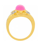 Inel din Argint 925 Placat cu Aur ( 5.75 grame ) cu Opal Etiopian Neon Roz și Topaz Alb 2.36 Carate
