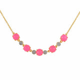 Colier din Argint 925 Placat cu Aur ( 6.14 grame ) cu Opal Etiopian Neon Roz și Topaz Alb 4.44 Carate