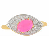 Inel din Argint 925 Placat cu Aur ( 2.69 grame ) cu Opal Etiopian Neon Roz și Topaz Alb 0.71 Carate