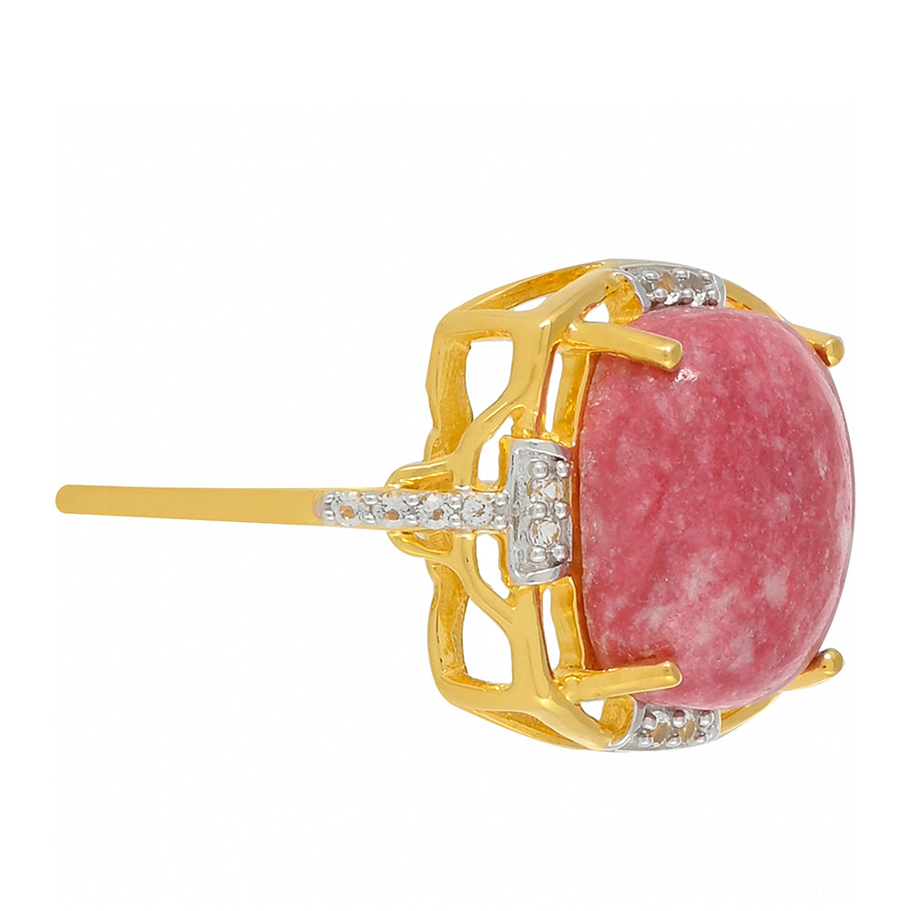 Inel din Argint 925 Placat cu Aur ( 2.73 grame ) cu Thulit și Topaz Alb 6.27 Carate