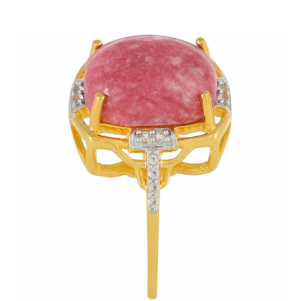 Inel din Argint 925 Placat cu Aur ( 2.73 grame ) cu Thulit și Topaz Alb 6.27 Carate