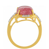 Inel din Argint 925 Placat cu Aur ( 2.73 grame ) cu Thulit și Topaz Alb 6.27 Carate