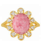 Inel din Argint 925 Placat cu Aur ( 3.3 grame ) cu Thulit și Topaz Alb 4.13 Carate