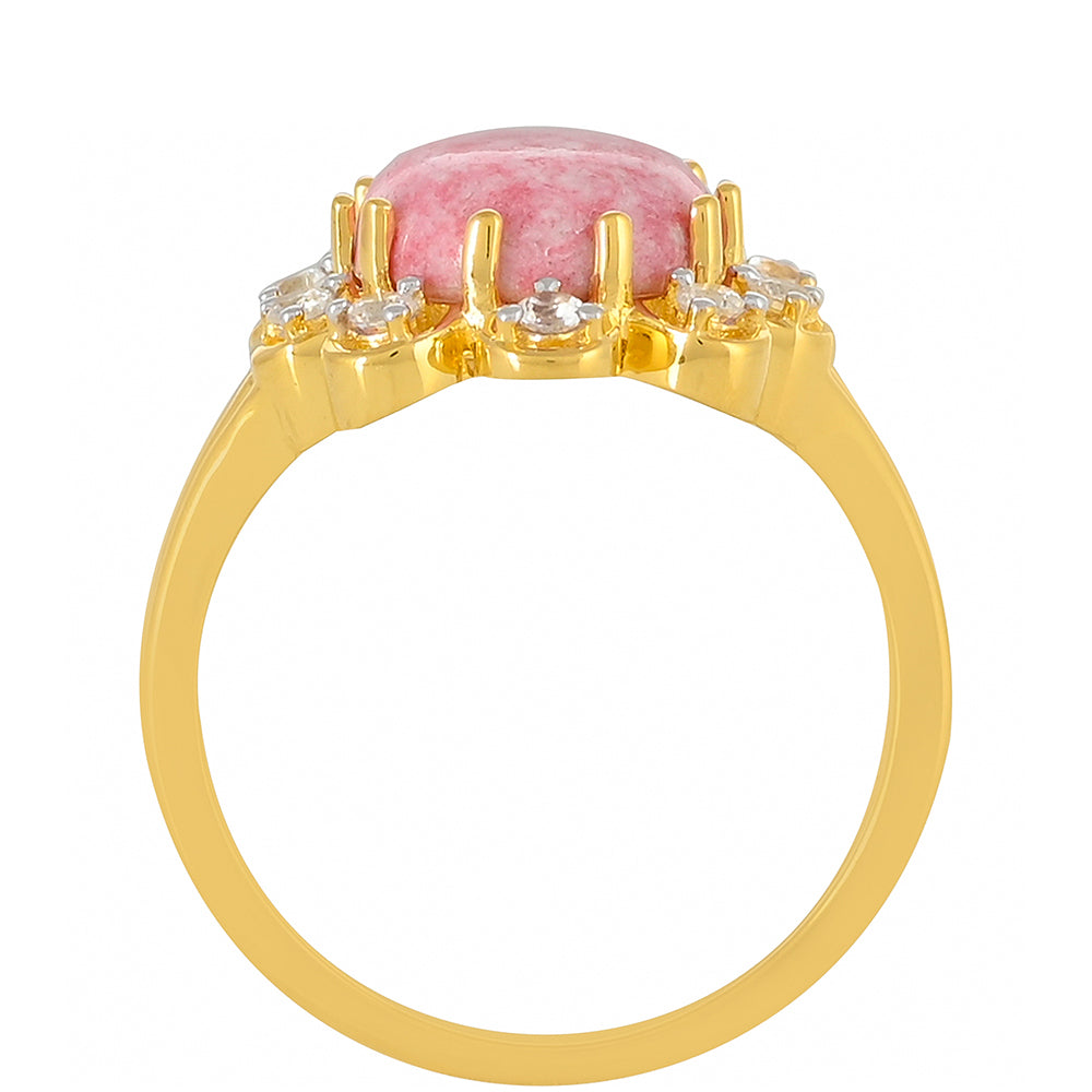 Inel din Argint 925 Placat cu Aur ( 3.3 grame ) cu Thulit și Topaz Alb 4.13 Carate