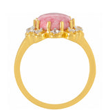 Inel din Argint 925 Placat cu Aur ( 3.3 grame ) cu Thulit și Topaz Alb 4.13 Carate