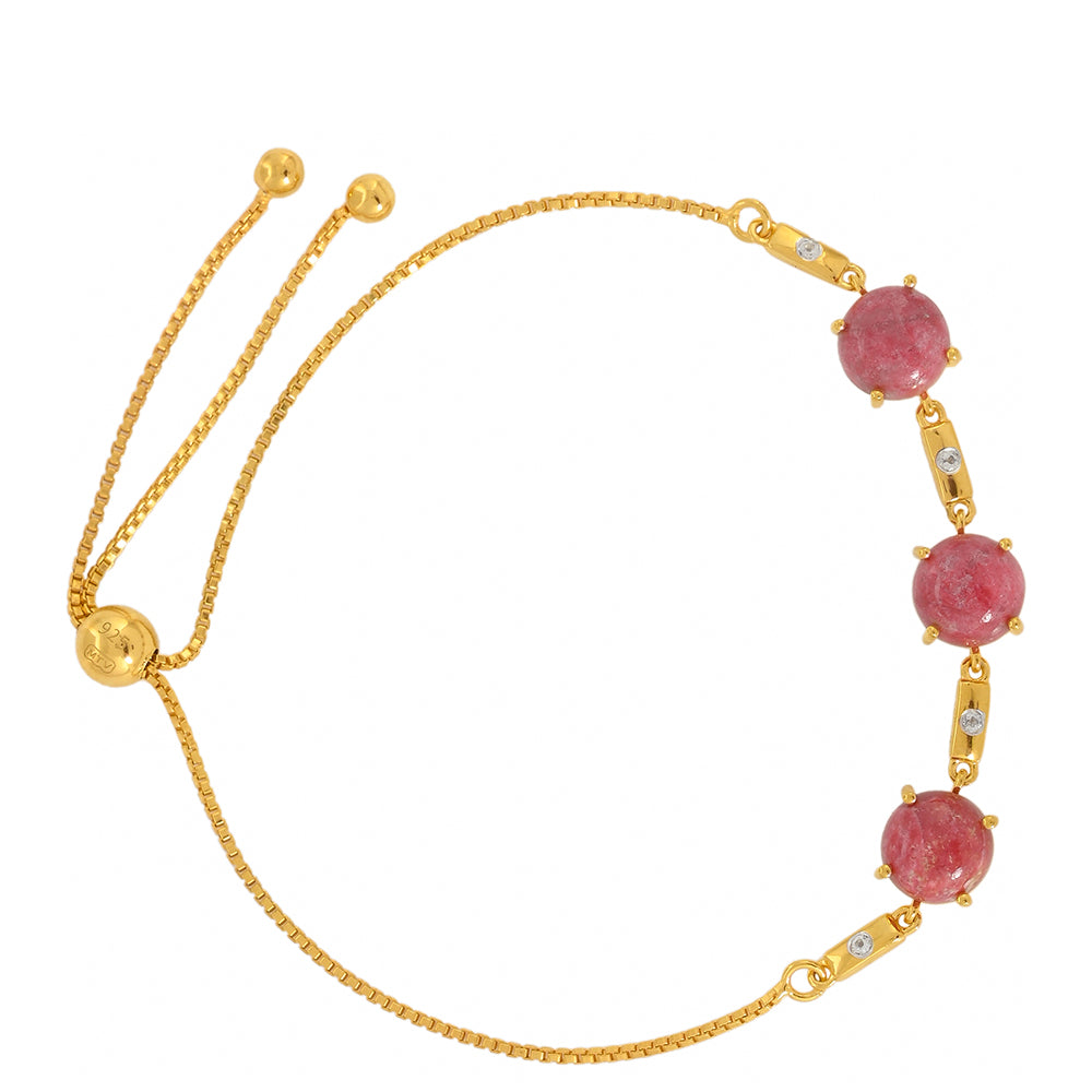 Brățară din Argint 925 Placat cu Aur ( 3.97 grame ) cu Thulit și Topaz Alb 6.78 Carate