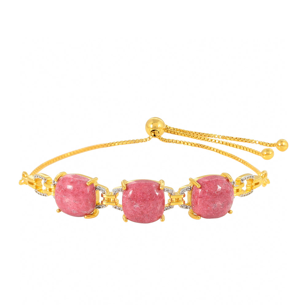 Brățară din Argint 925 Placat cu Aur ( 6.96 grame ) cu Thulit și Topaz Alb 14.49 Carate