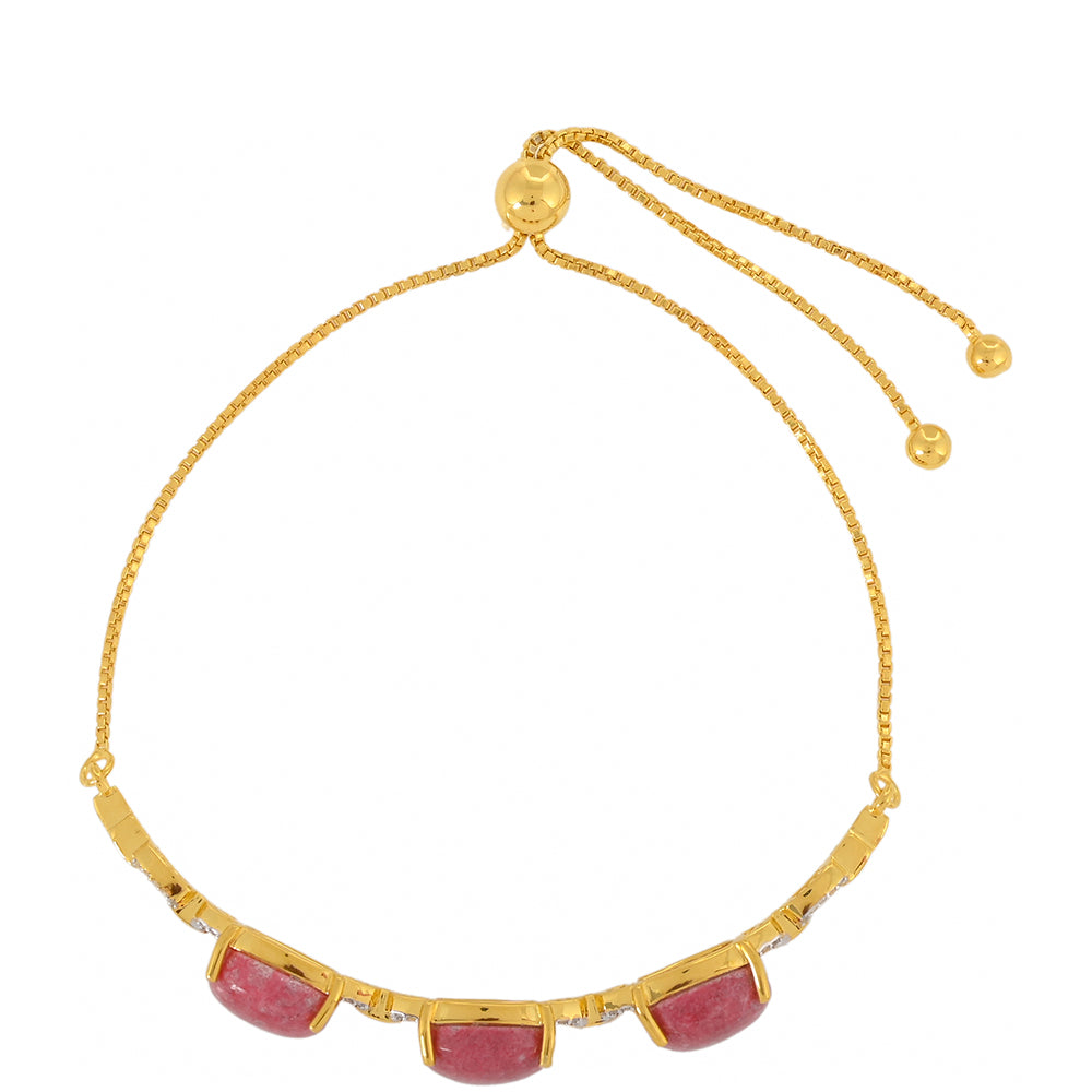 Brățară din Argint 925 Placat cu Aur ( 6.96 grame ) cu Thulit și Topaz Alb 14.49 Carate