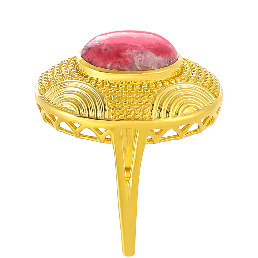 Inel din Argint 925 Placat cu Aur ( 6.08 grame ) cu Thulit 4.48 Carate