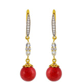 Cercei din Argint 925 Placat cu Aur ( 2.22 grame ) cu Thulit și Topaz Alb 18.35 Carate
