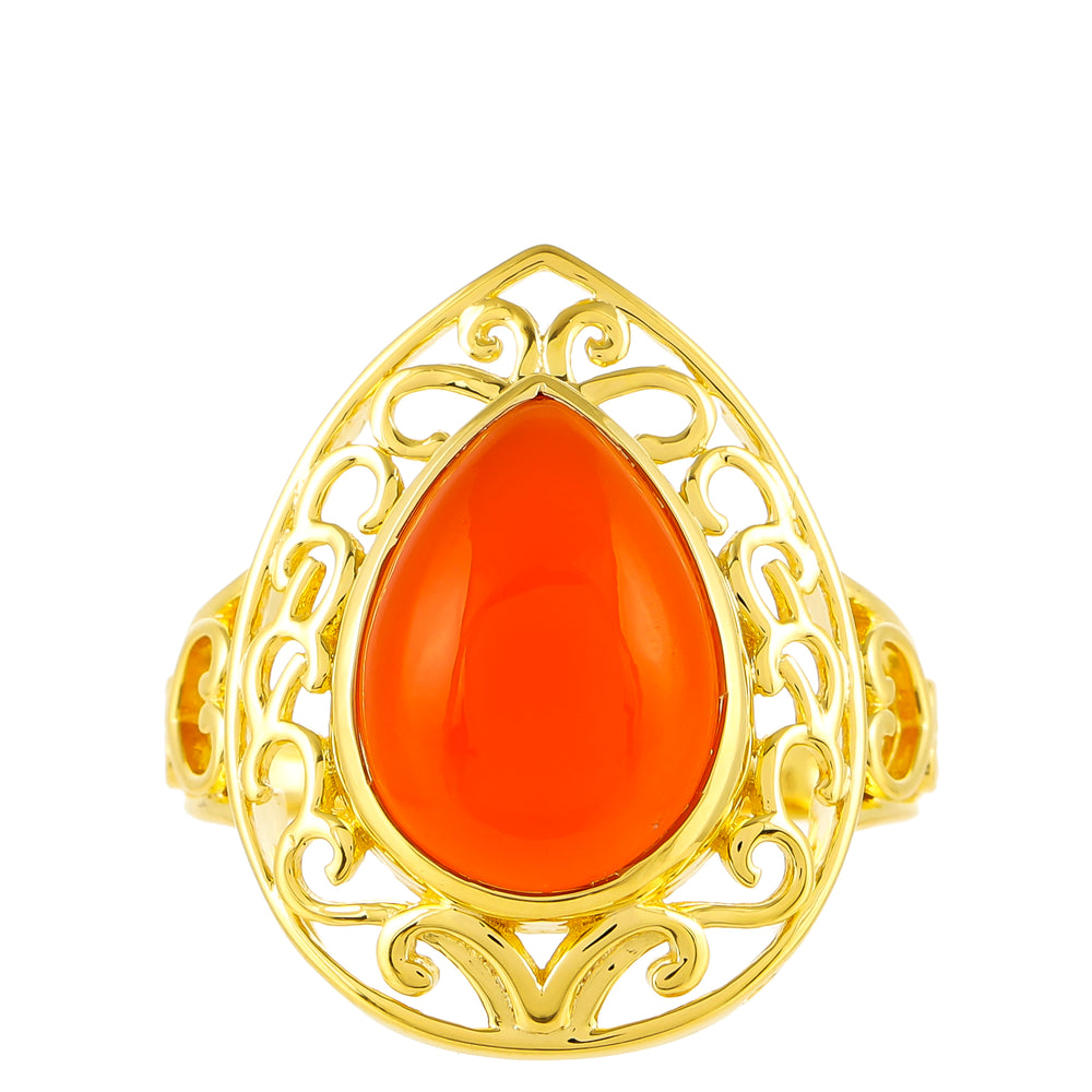 Inel din Argint 925 Placat cu Aur ( 3.96 grame ) cu Carneol 5.26 Carate