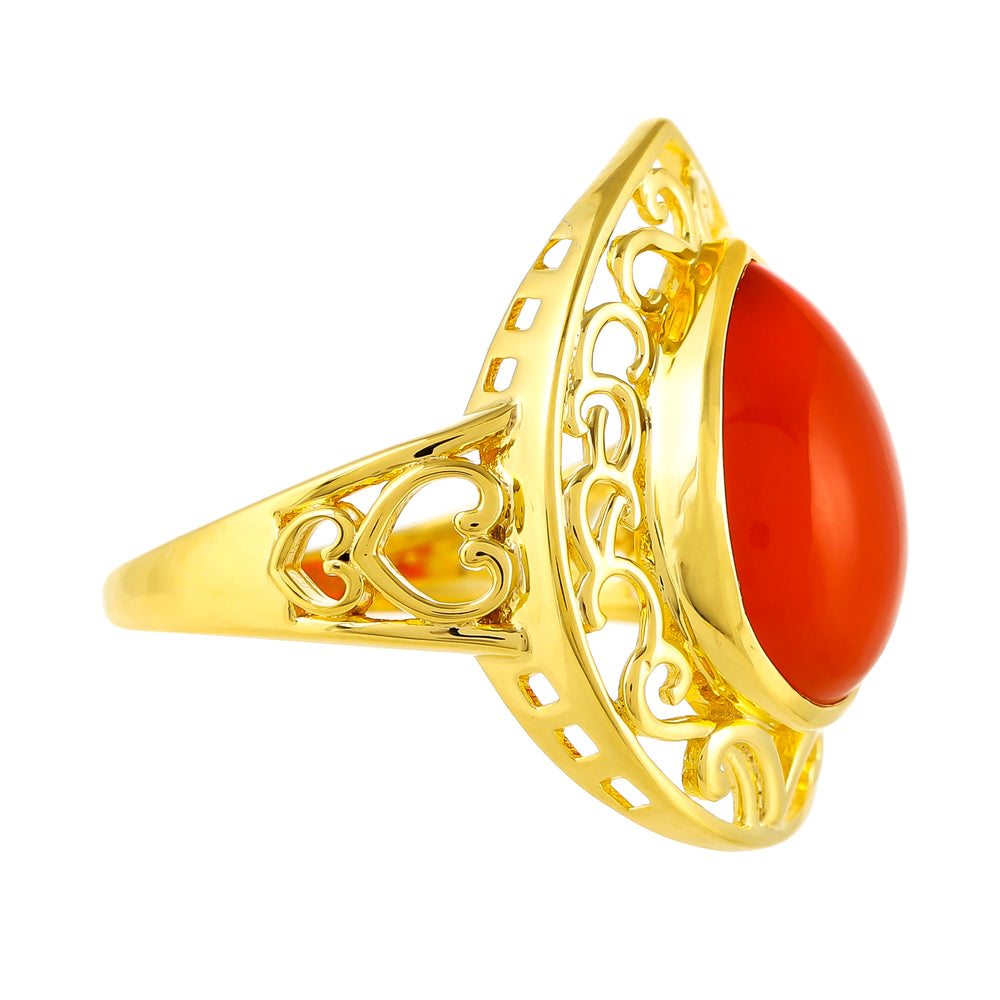 Inel din Argint 925 Placat cu Aur ( 3.96 grame ) cu Carneol 5.26 Carate